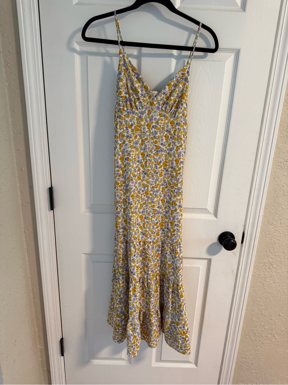 Floral Slip Midi Dress in Yellow and White